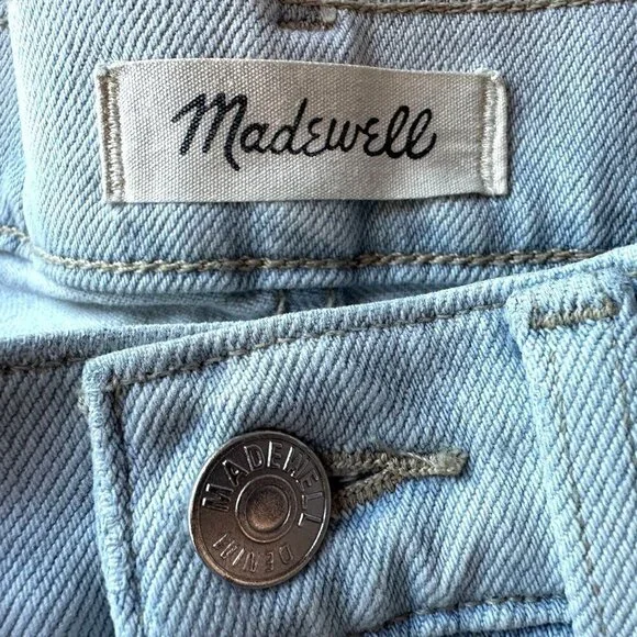 Madewell The Momjean Ripped Raw Hem High Rise Light Denim Mom Jeans Womens 25 - Picture 7 of 9